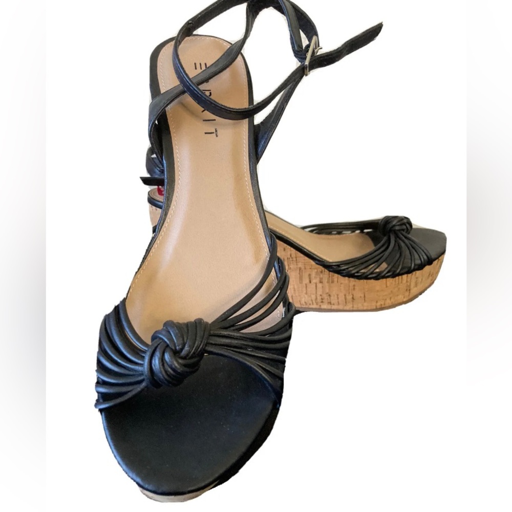 Espirit Women shoes sandals Wedge cork Black Size 9.5